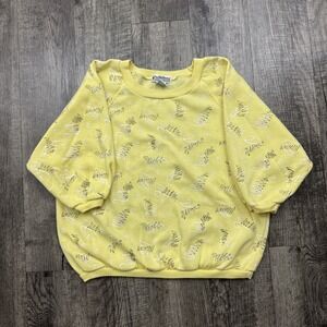 Vintage 80s Variations Squiggle Doodle 3/4 Sleeve Crop Boxy Sweatshirt Sz S